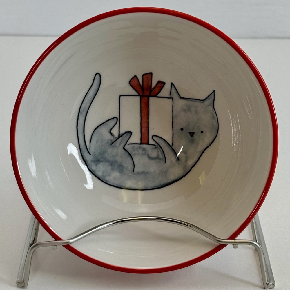 Christmas Cat Ceramic Dish Food Water Bowl Christmas Celebrations New